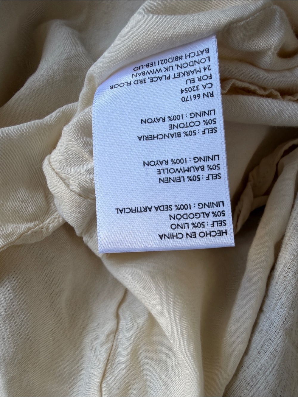 Urban Outfitters Linen-Blend Cream Square Neck Mini Dress with Button Detail - Picture 8 of 8